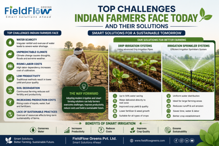Top Challenges Indian Farmers Face Today and Agriculture Solutions using Drip Irrigation Pipes by FieldFlow Greens Pvt. Ltd.